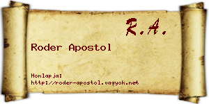 Roder Apostol névjegykártya